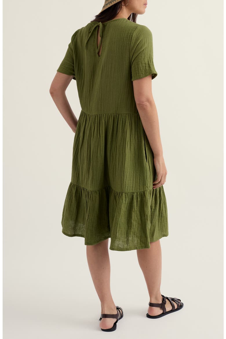 Pebble Comb Organic Cotton Double Gauze Dress, Alternate, color, CREEK