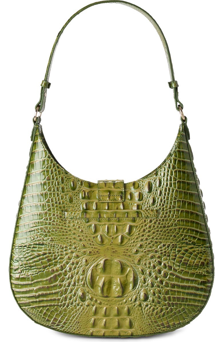 Brahmin Fallon Croc Embossed Leather Shoulder Bag, Alternate, color, Olive