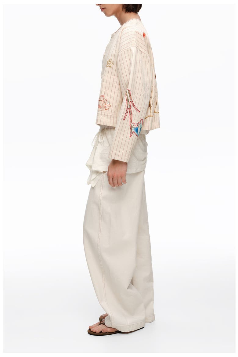 Patchwork Cotton Cropped Jacket, Alternate, color, IVORY