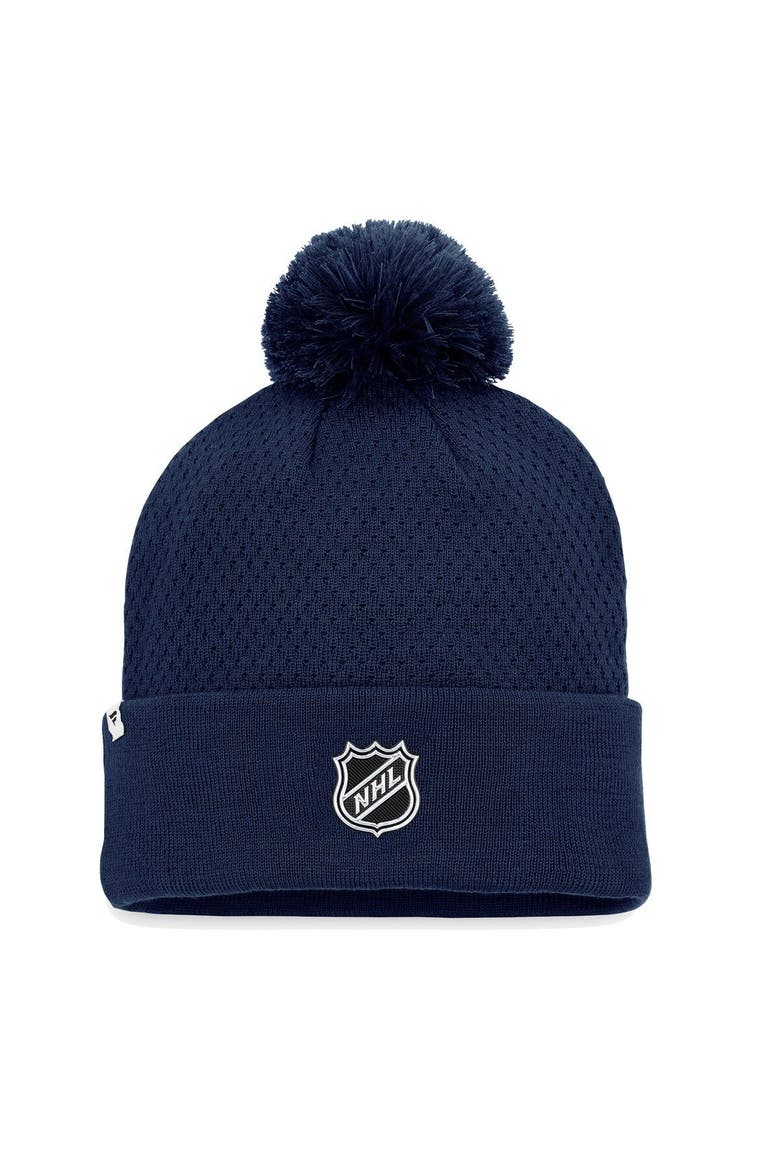 Women's Fanatics Branded Deep Sea Blue Seattle Kraken Authentic Pro Road Cuffed Knit Hat with Pom, Alternate, color, Blue