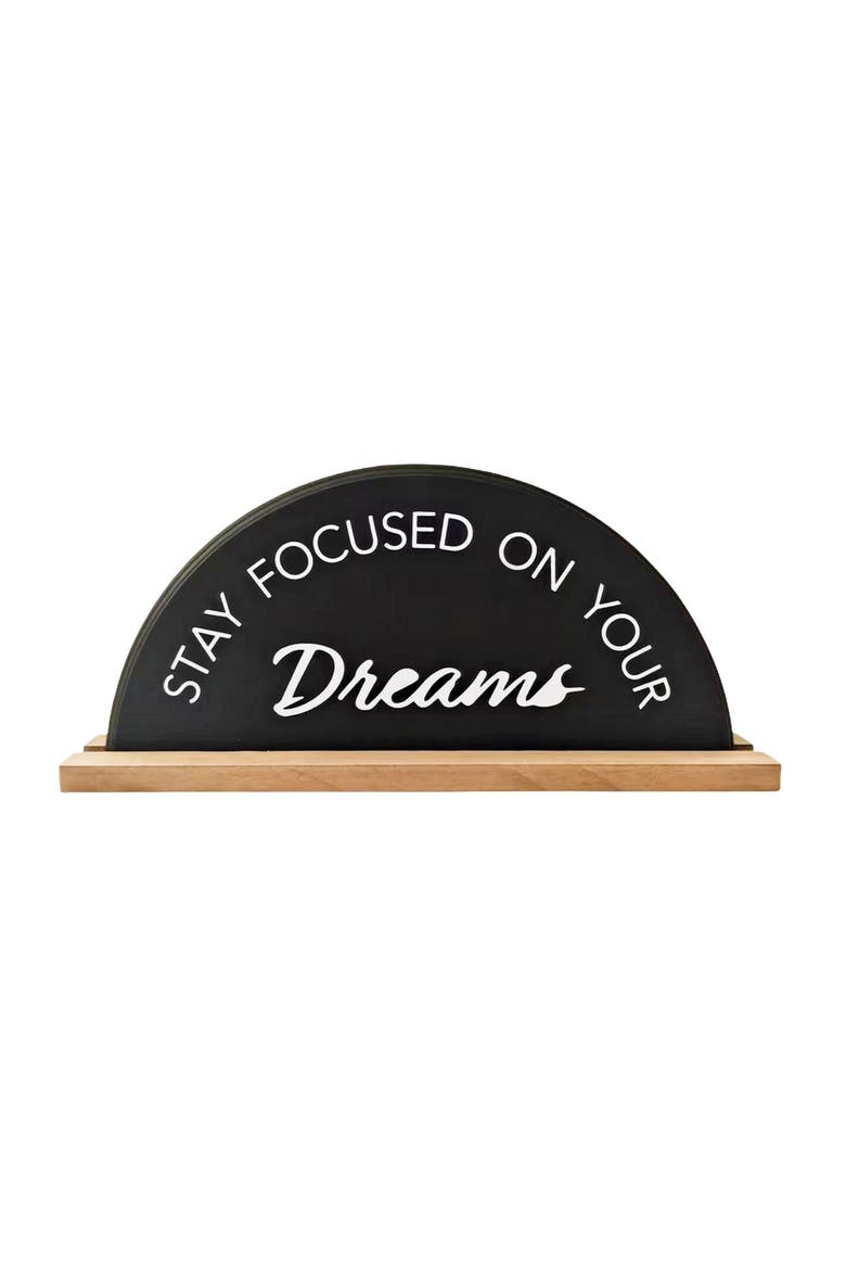 Wood 11.8 in. Black Focus on Dreams Arch Table Decor, Main, color, Black