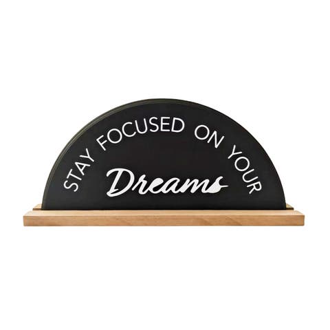 Wood 11.8 in. Black Focus on Dreams Arch Table Decor
