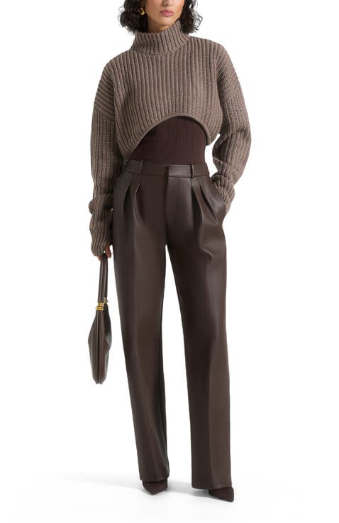 Julie Leather Twin Pleat Trousers