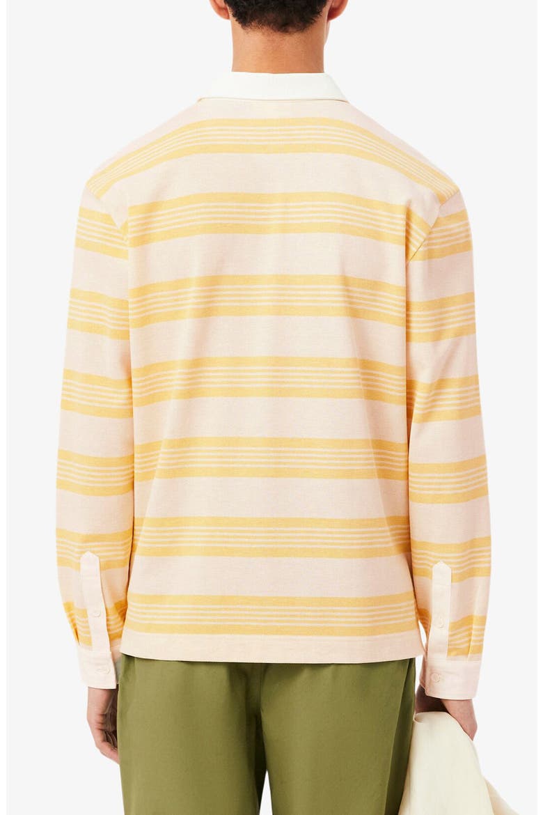 Stripe Long Sleeve Rugby Polo, Alternate, color, JAUNE CHINE/ CANDLE CHINE