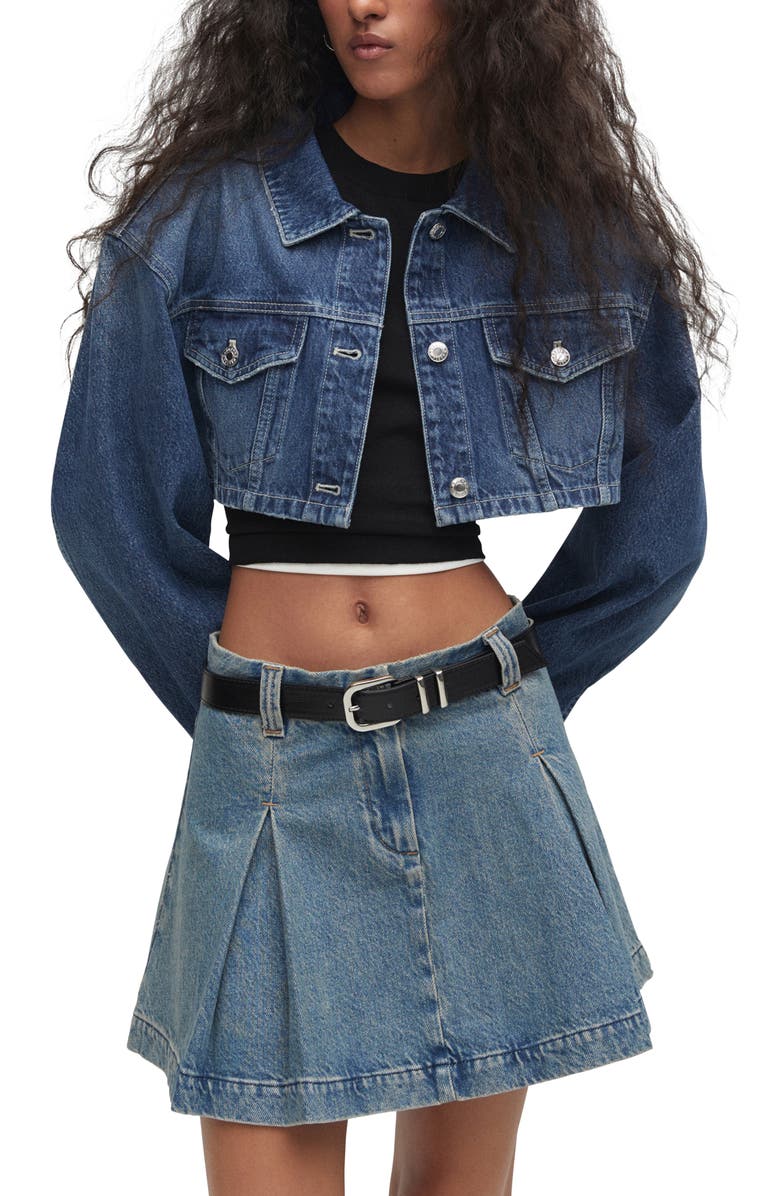 MANGO Crop Denim Jacket, Main, color, 