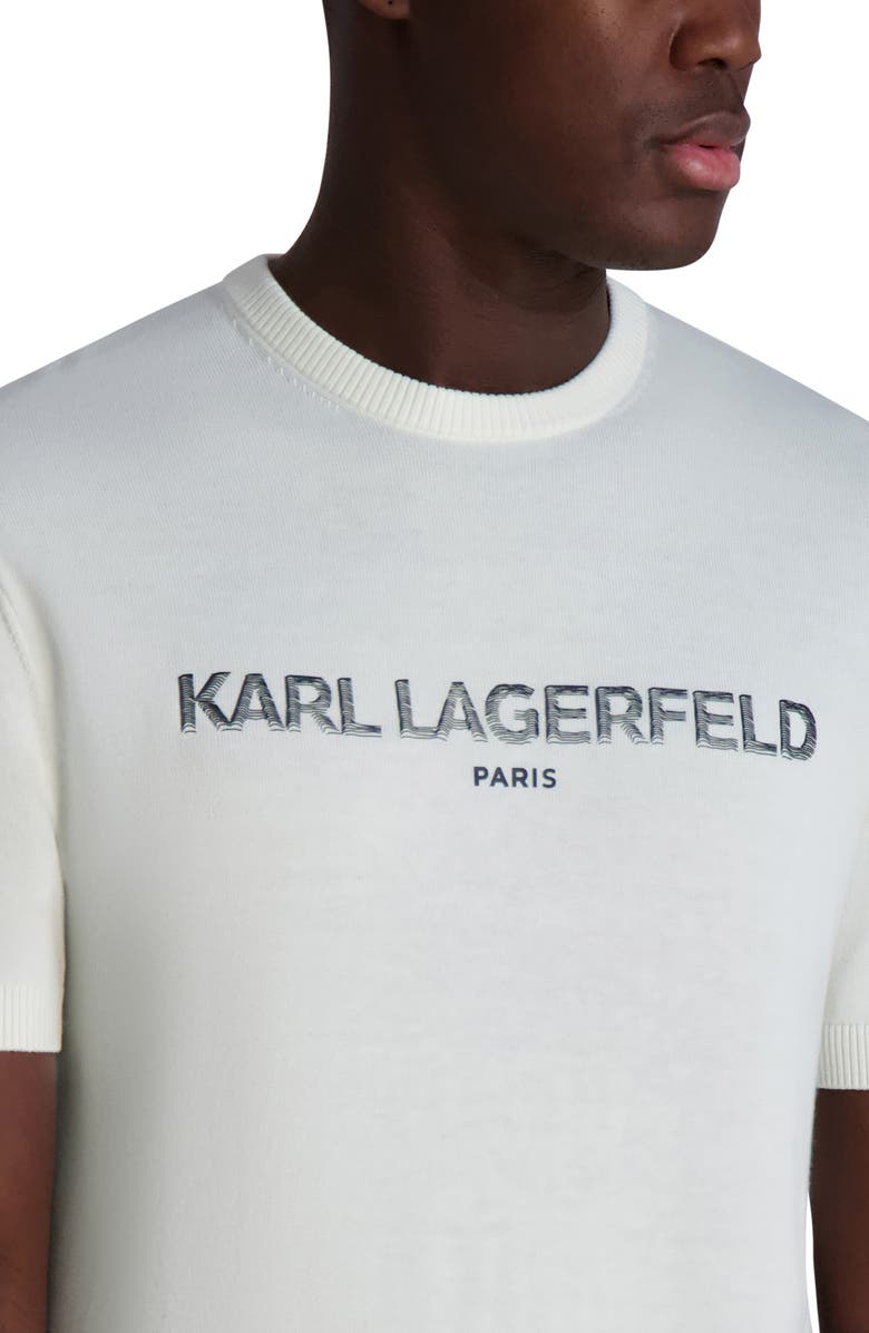 KARL LAGERFELD PARIS Logo Short Sleeve Sweater, Alternate, color, White