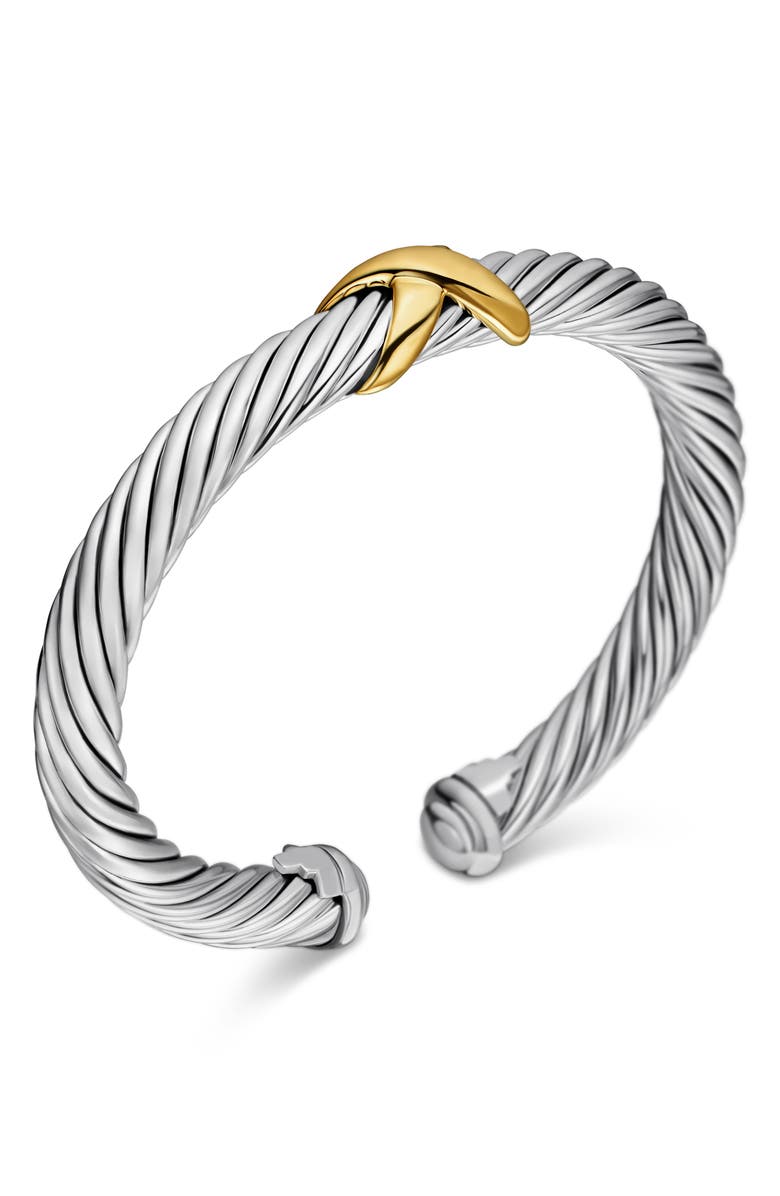 David Yurman X Classic Cable Station Bracelet in Silver with 14K Gold, 7mm, Alternate, color, Silver/ 14K Gold