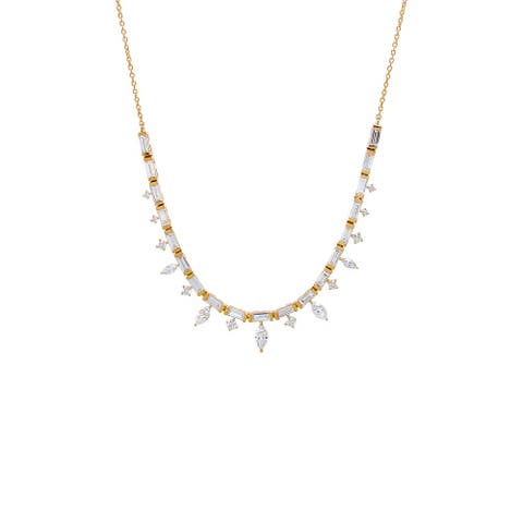 Lab Grown Diamond Baguette X Marquiese Dangling Tennis Choker 14K