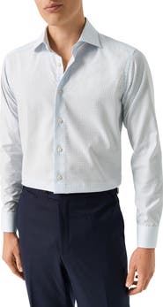 Eton Slim Fit Geometric Print Organic Cotton Twill Dress Shirt