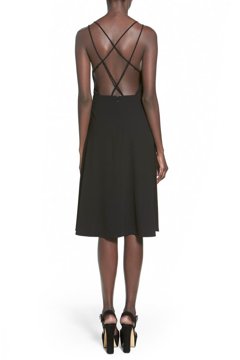 ASTR Cross Back Midi Dress, Alternate, color, BLACK