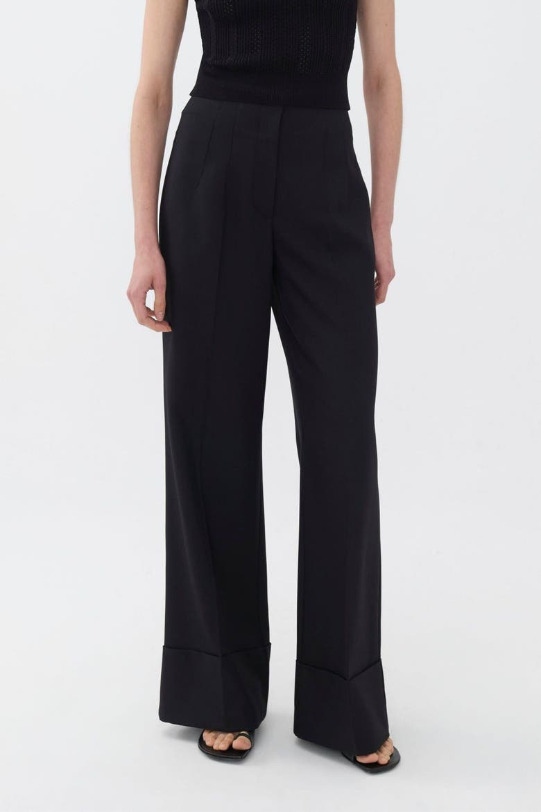 High-Waist Flowy Palazzo Pants, Main, color, Black
