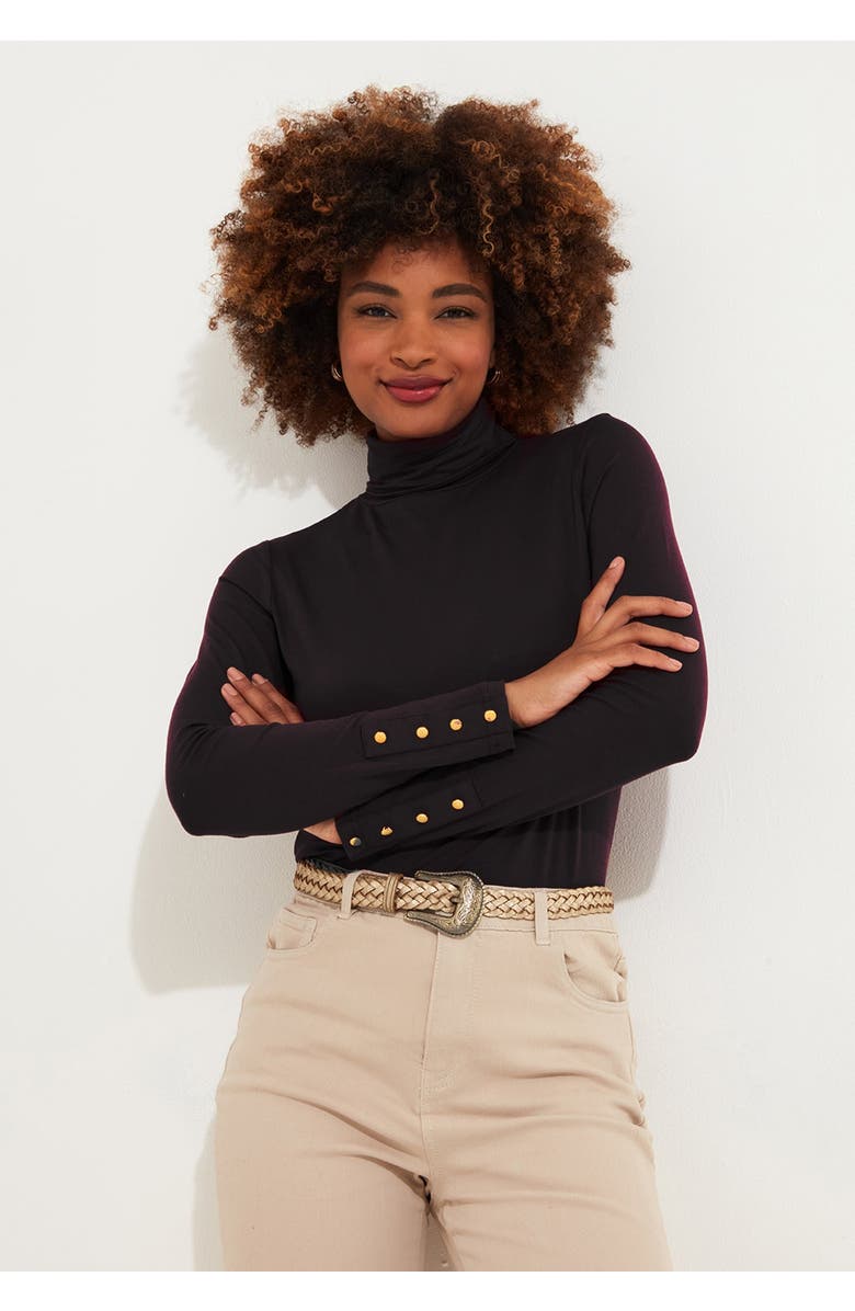 Joe Browns Stretch Knit Turtleneck Tee, Alternate, color, Black