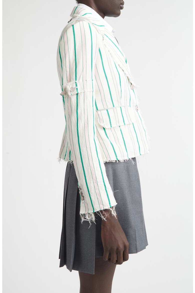 Stripe Sculpted Shoulder Silk & Cotton Jacket, Alternate, color, 680 LT PINK