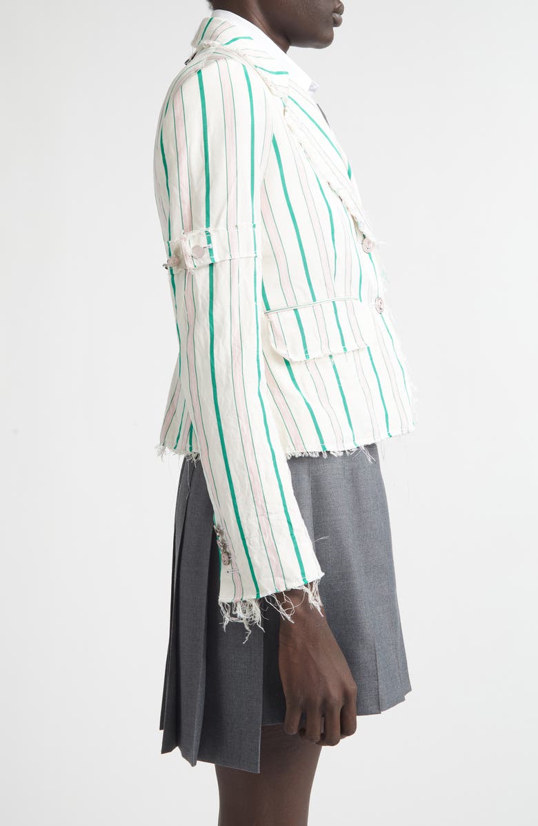 Thom Browne Stripe Sculpted Shoulder Silk & Cotton Jacket, Alternate, color, 680 Lt Pink