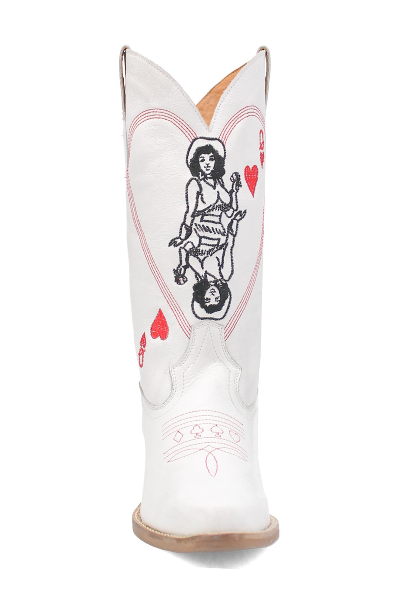 Dingo Queen a Hearts Western Boot, Alternate, color, White