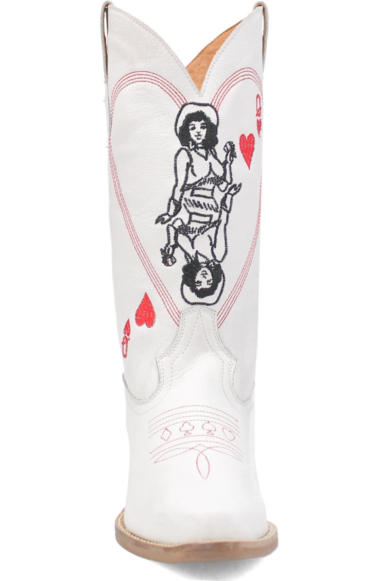 Dingo Queen a Hearts Western Boot, Alternate, color, White