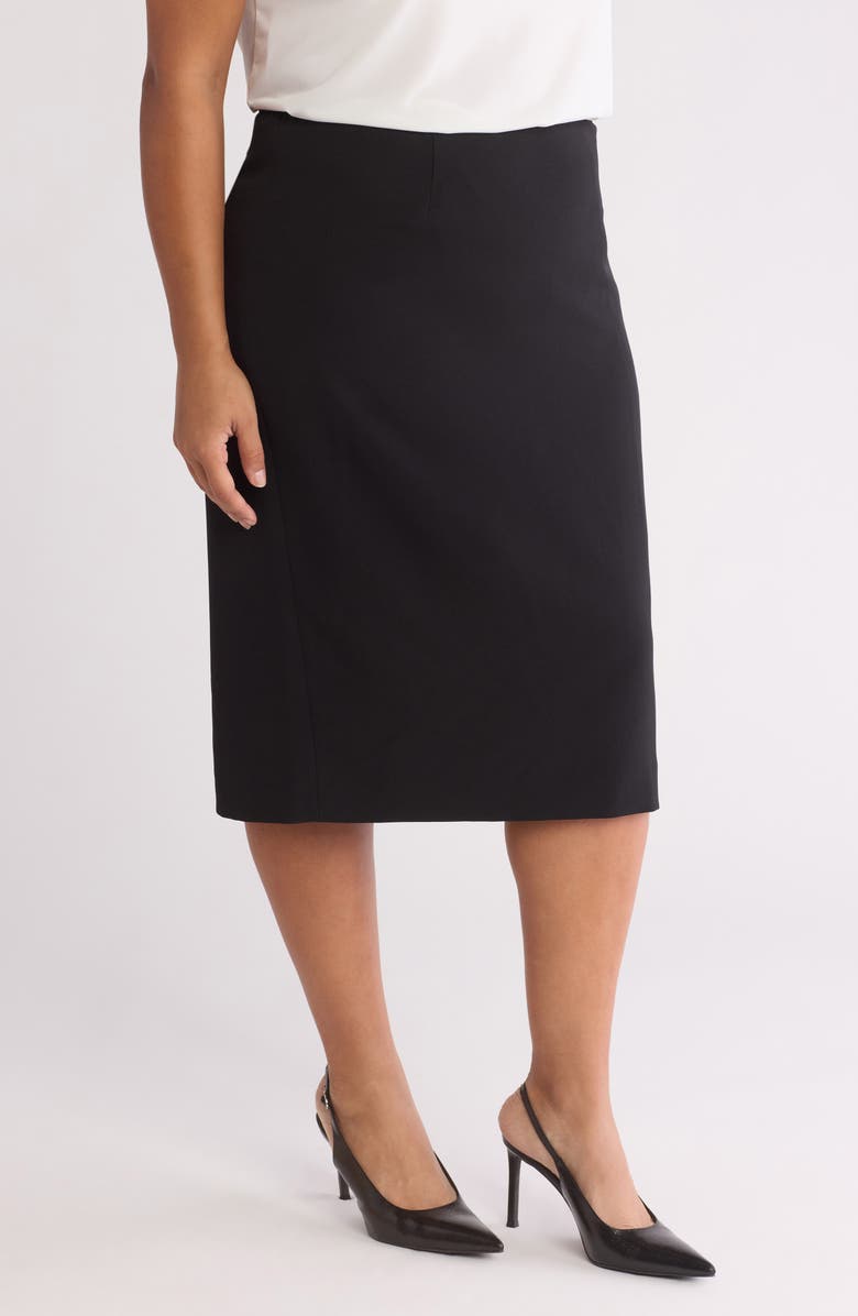 KASPER Classic Below Knee Skirt, Alternate, color, Black