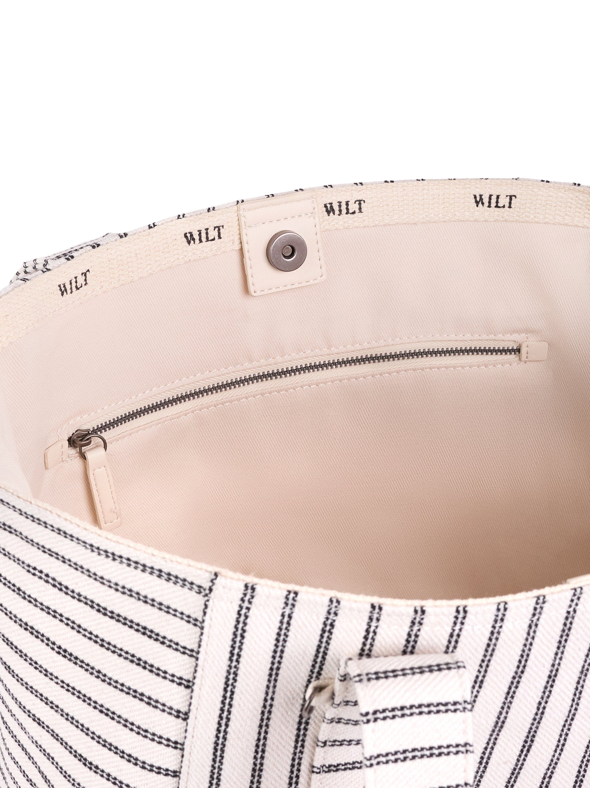 WILT Clothing Byron Medium Beach Tote, Alternate, color, Bone Black Stripe