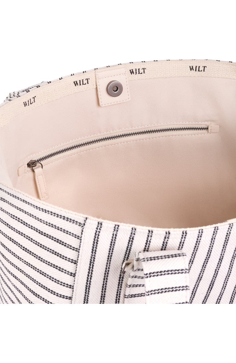 WILT Clothing Byron Medium Beach Tote, Alternate, color, Bone Black Stripe