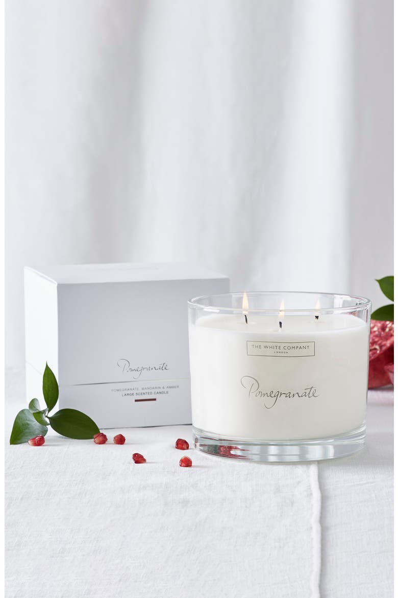 Large Pomegranate Candle, Main, color, WHITE
