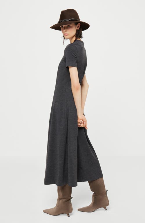 Brunello Cucinelli Short-sleeve Jersey Midi Dress In Gray