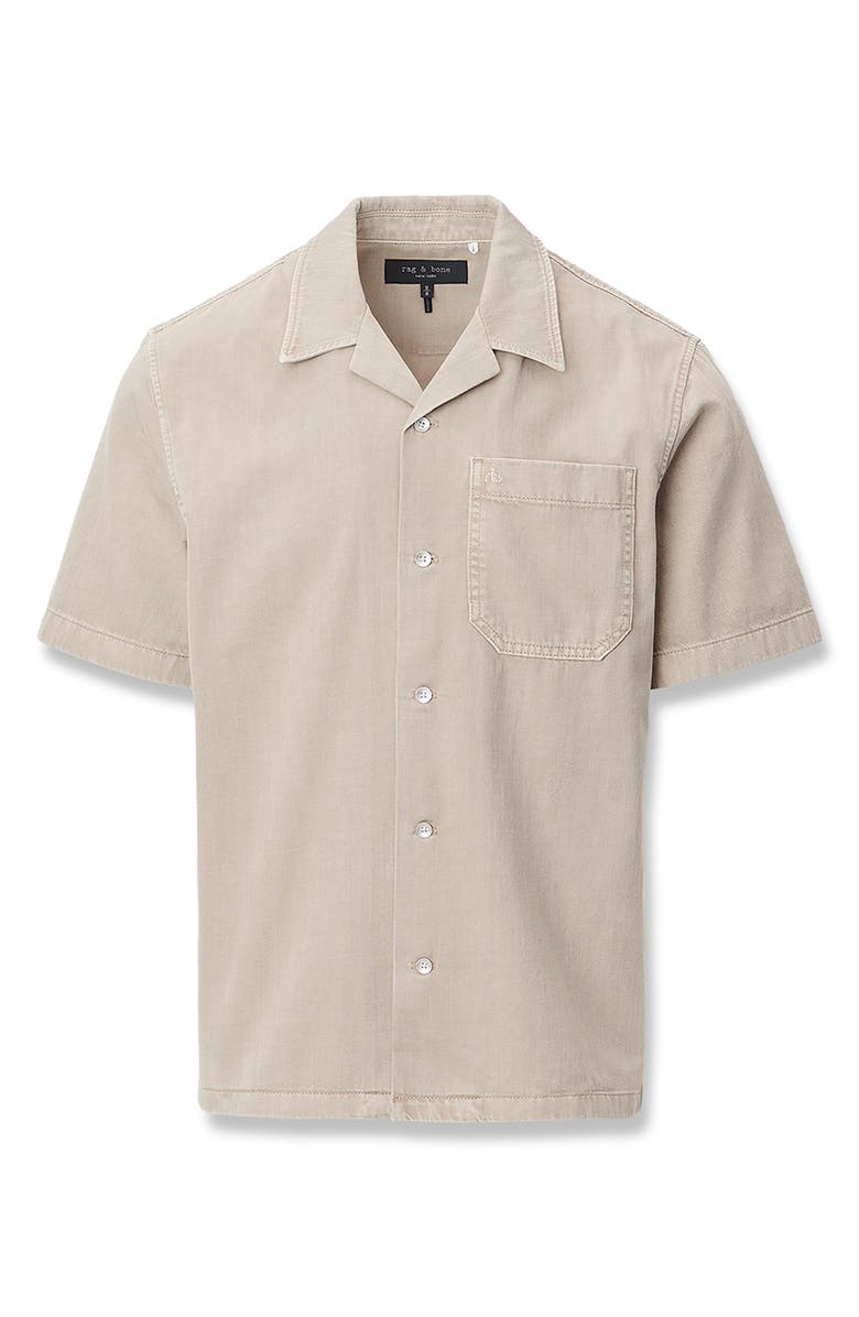 rag & bone Resort Short Sleeve Denim Button-Up Shirt, Alternate, color, Tan