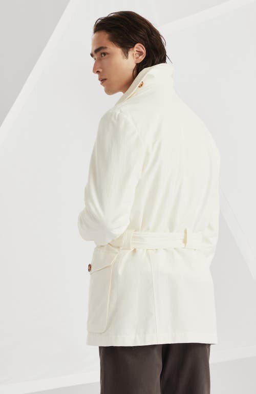 Brunello Cucinelli Water-resistant Belted Parka Jacket In Off-white