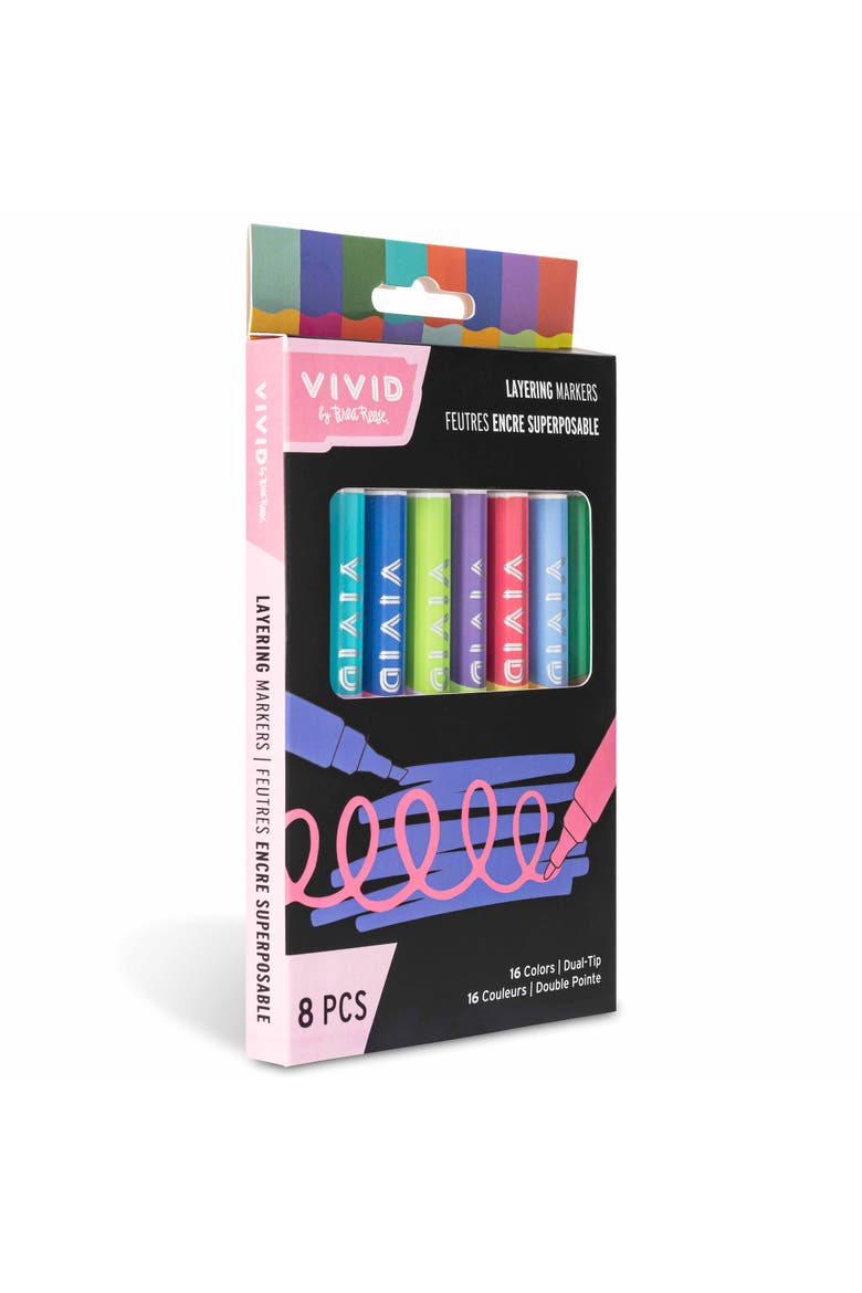 Layering Markers, 8 Dual Tipped Ink Markers, Alternate, color, Multicolored