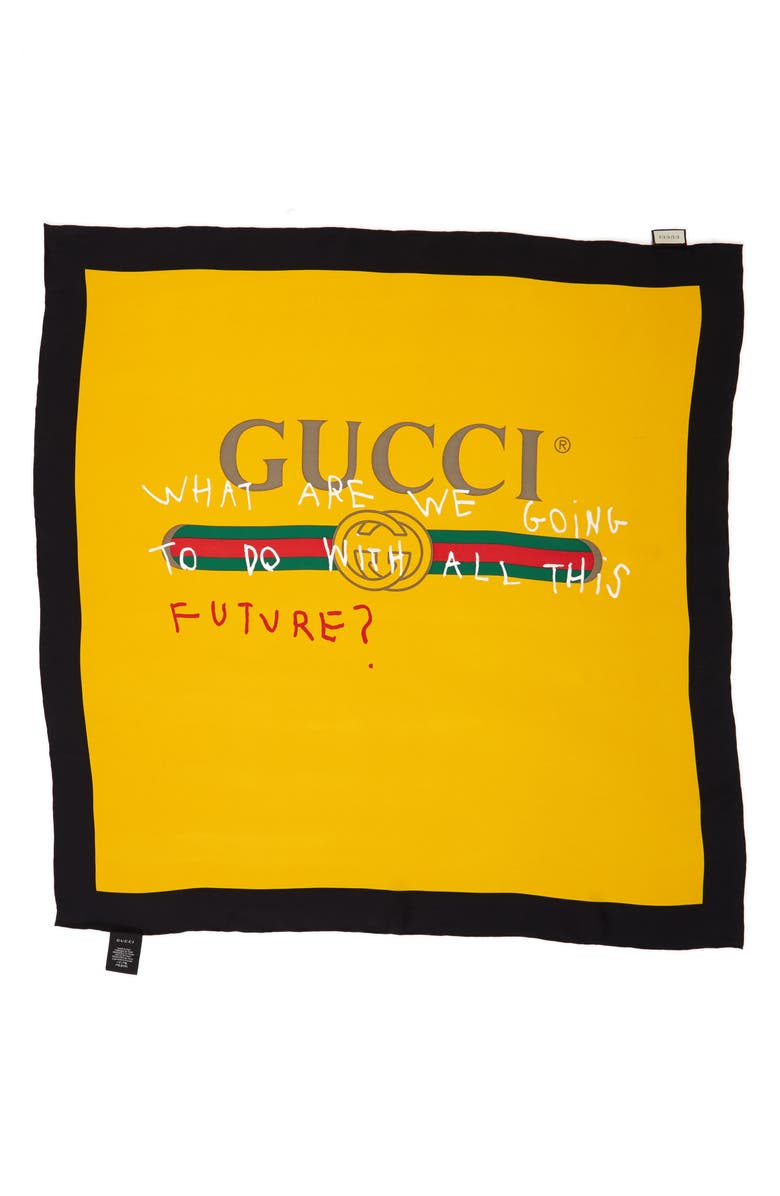 Gucci Coco Capitán Print Silk Scarf, Alternate, color, 