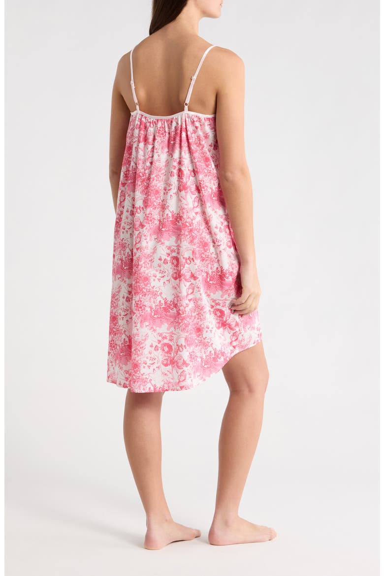 Toile de Jouy Cotton Sateen High-Low Chemise, Alternate, color, PINK LEMONADE