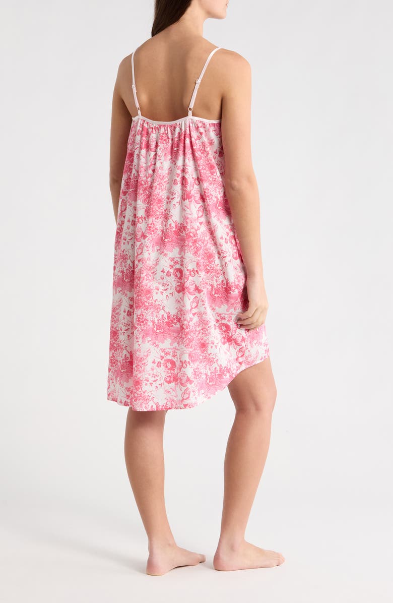 Papinelle Toile de Jouy Cotton Sateen High-Low Chemise, Alternate, color, Pink Lemonade
