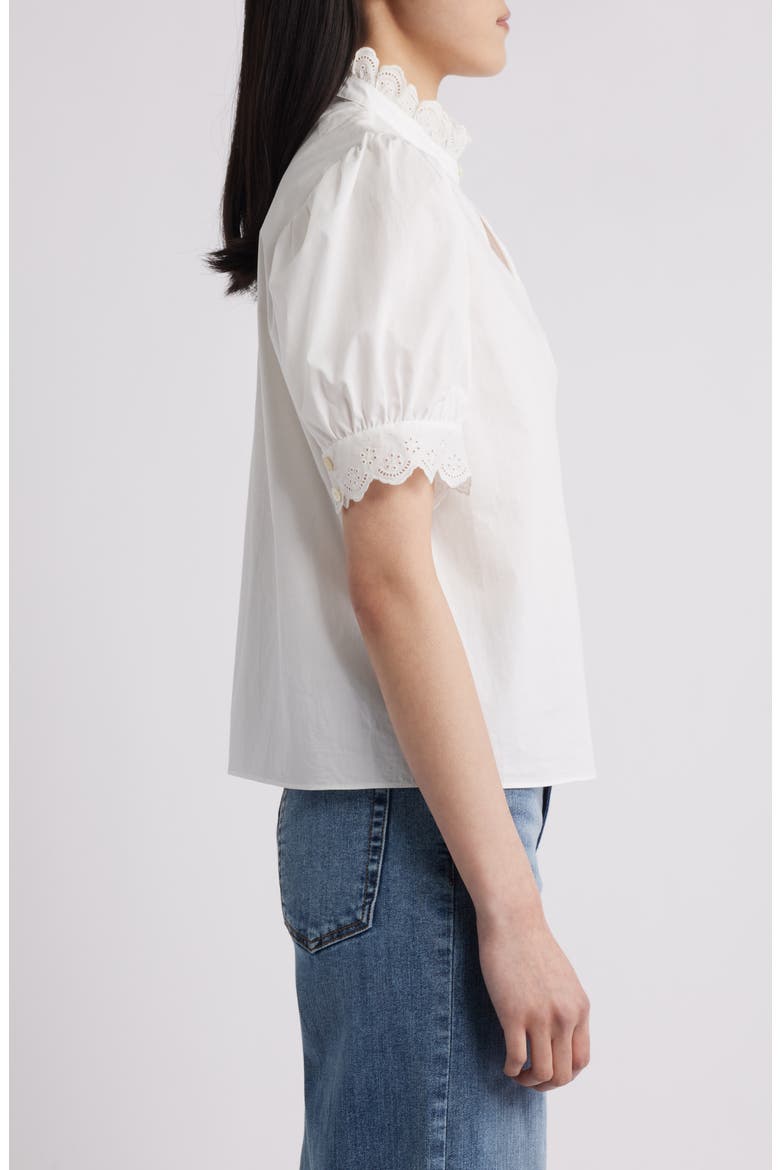 The Eyelet Inset Top, Alternate, color, WHITE