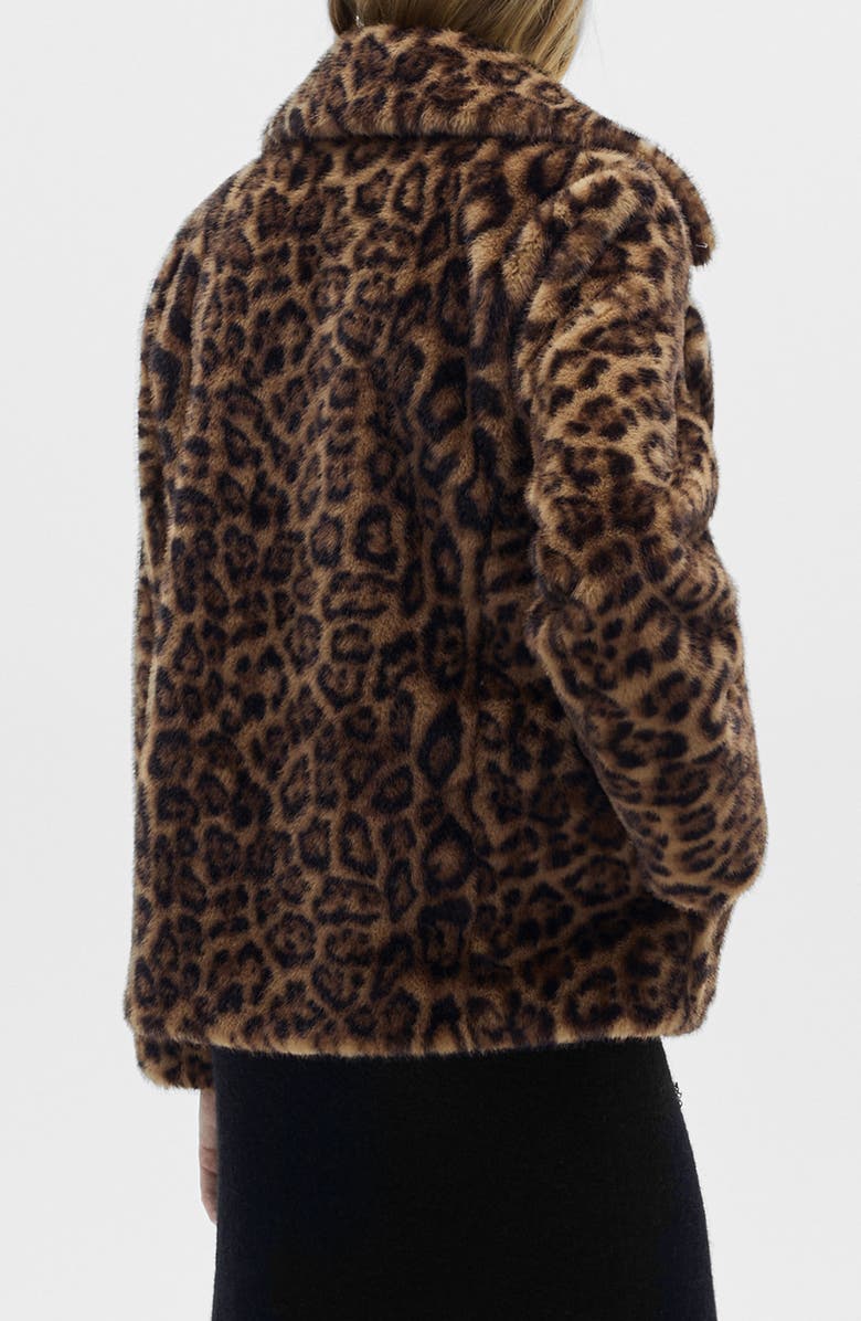 MANGO Leopard Faux Fur Coat, Alternate, color,