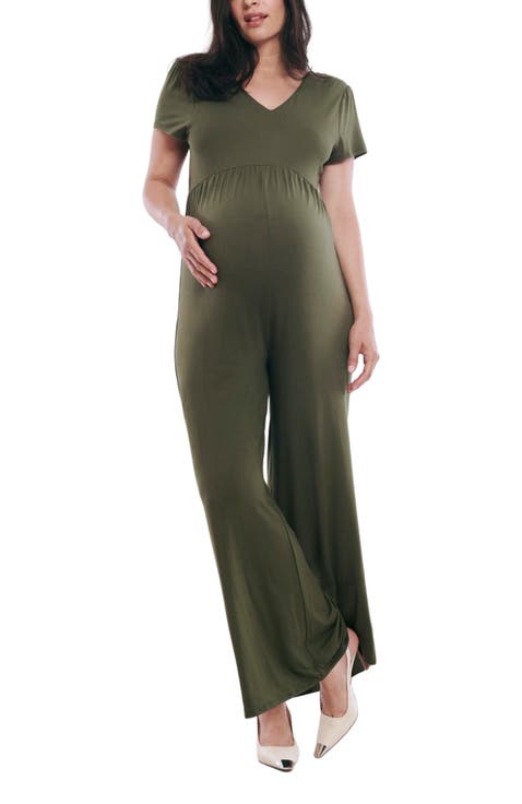 Short Sleeve V-Neck Flare Leg Jumpsuit