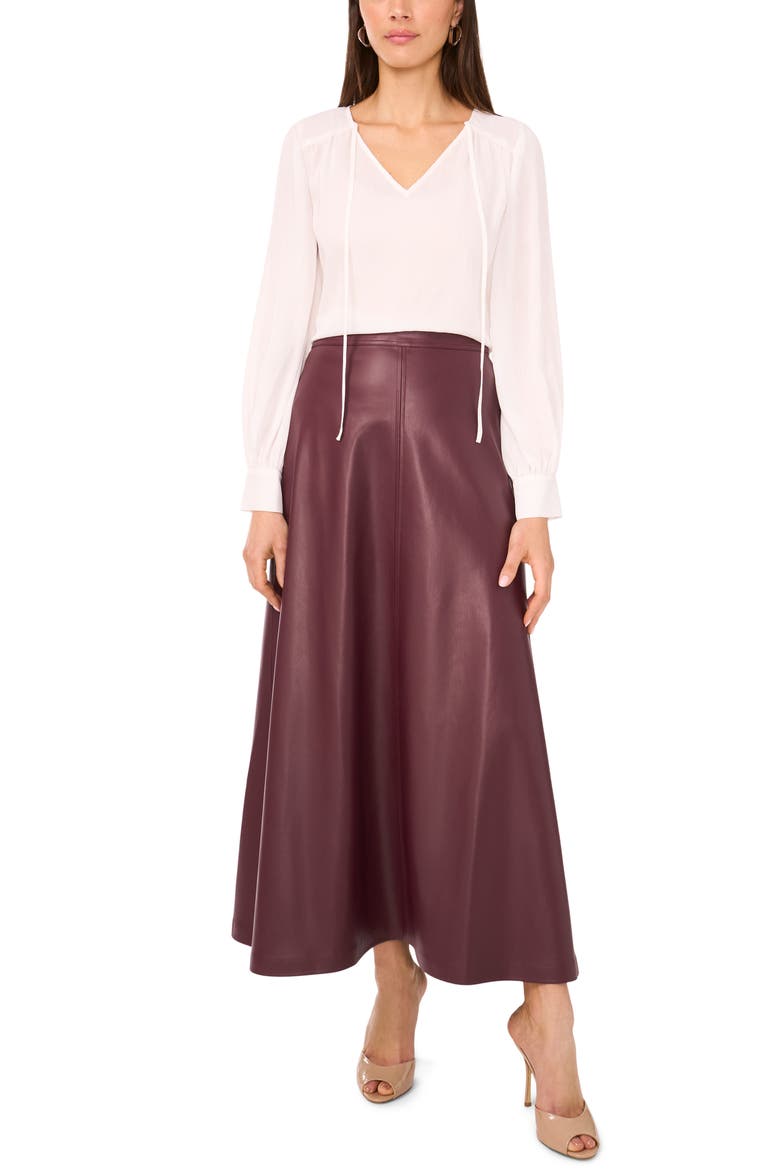 Faux Leather A-Line Skirt, Alternate, color, GRAPE WINE
