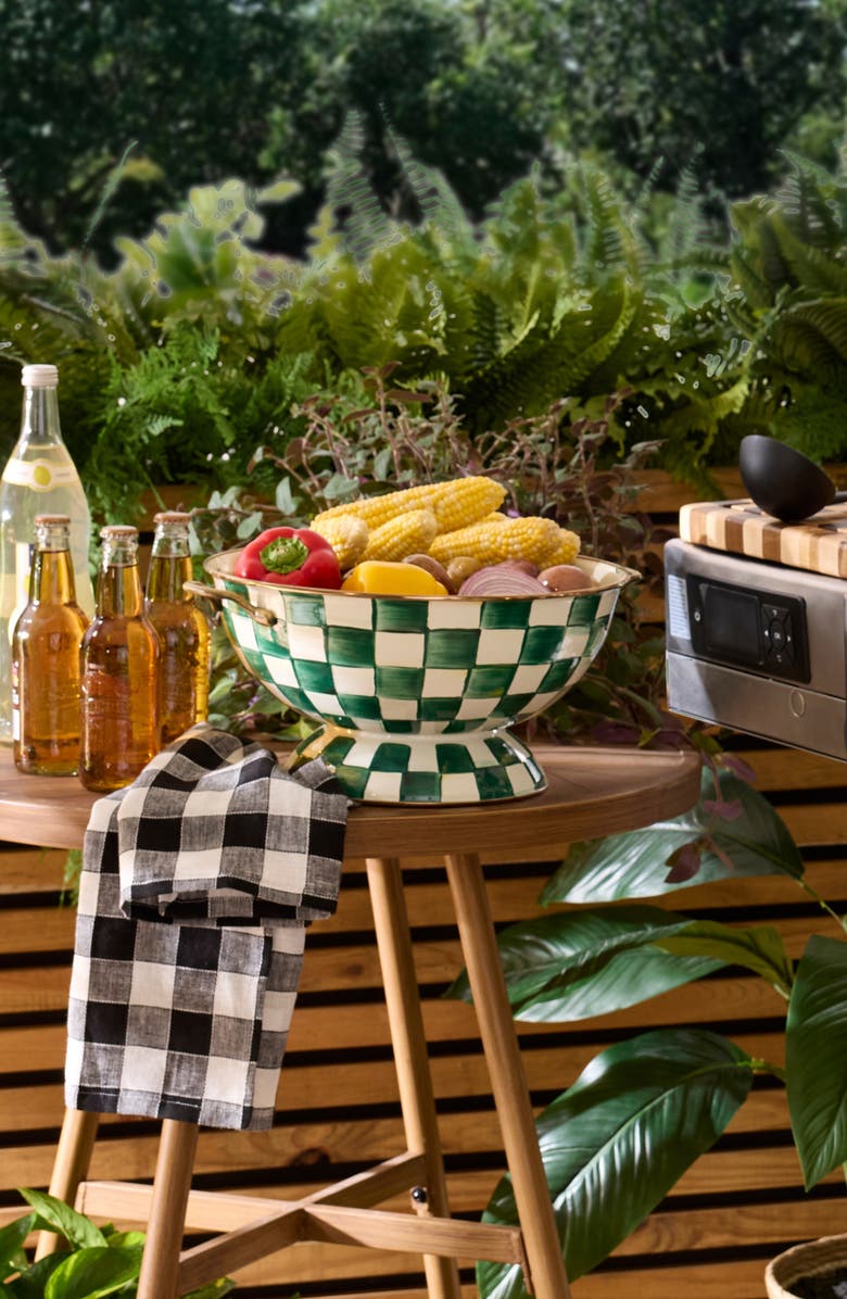 MACKENZIE CHILDS Emerald Check Enameled Steel Everything Bowl, Alternate, color, Emerald