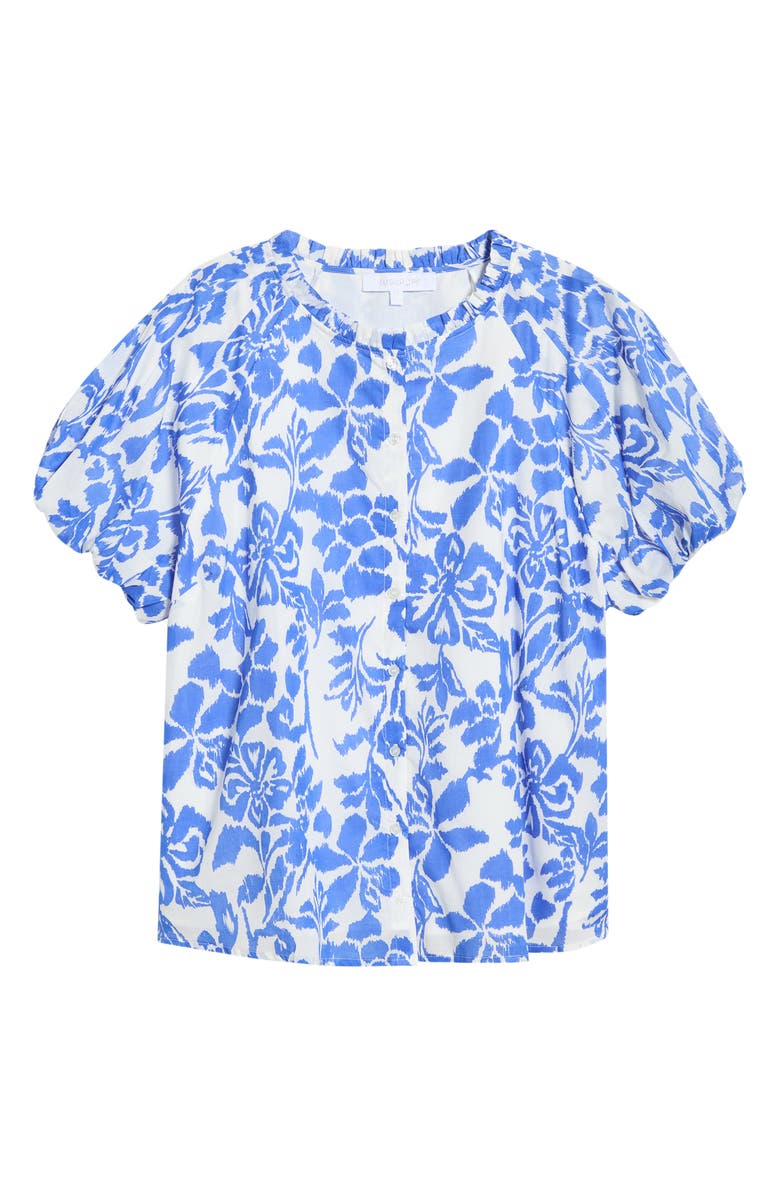 SUGARLIPS Shia Floral Avy Cotton Button-Up Top, Alternate, color, White Blue