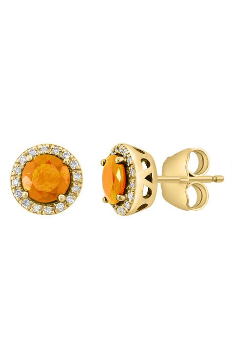Diamond & Citrine Stud Earrings