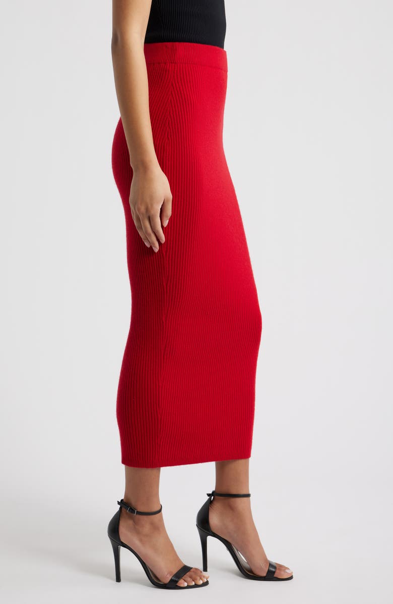 HOUSE OF CB Lourdes Rib Maxi Skirt, Alternate, color, Blood Red