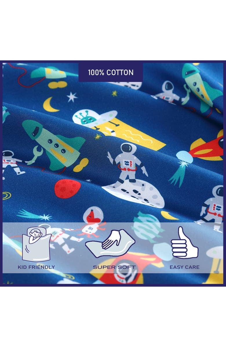 POPPY AND FRITZ Space Print Microfiber Sheet Set, Alternate, color, Blue