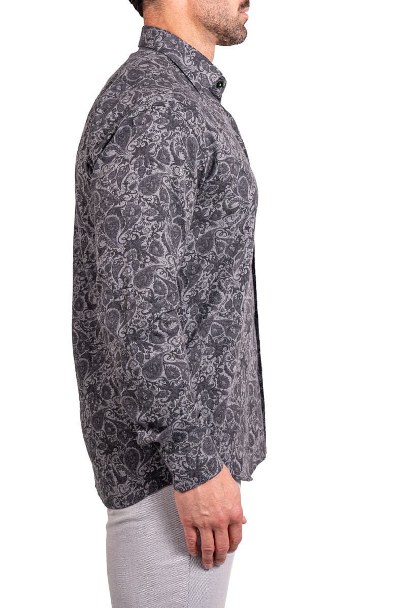 Maceoo Fibonacci Ascension 0252 Paisley Contemporary Fit Button-Up Shirt, Alternate, color, Grey