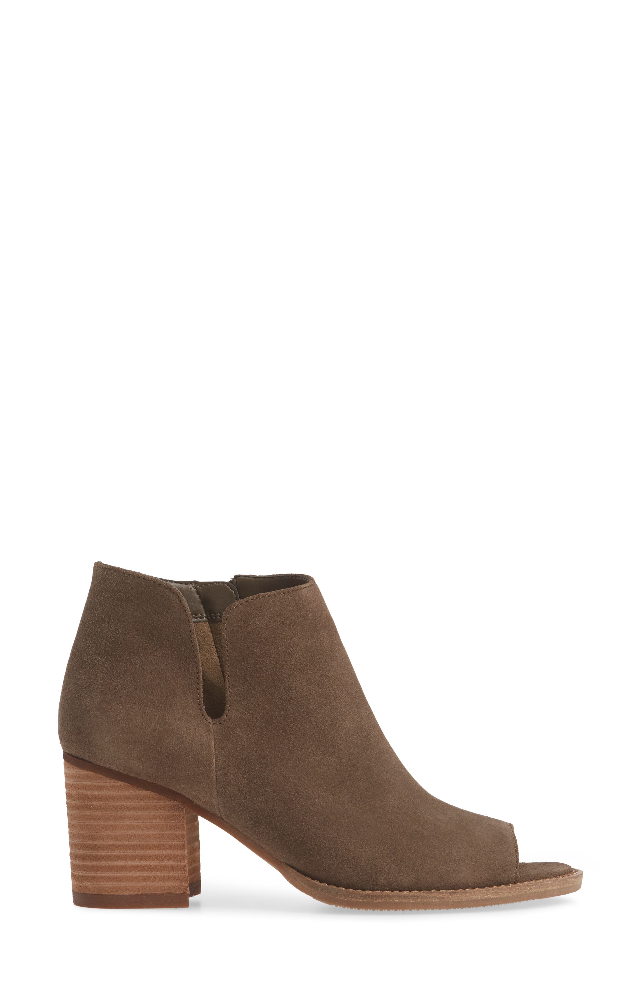 Nappa Waterproof Open Toe Bootie, Alternate, color, DARK TAUPE SUEDE