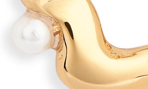 Ettika Wavy Faux Pearl Hoop Earrings In Gold