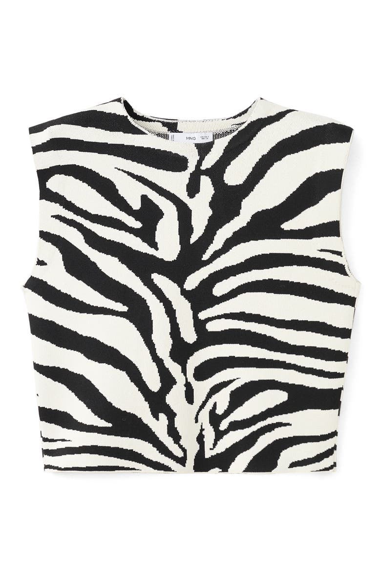 Zebra Jacquard Sleeveless Top, Main, color, BLACK
