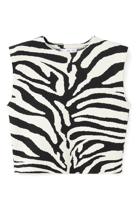Zebra Jacquard Sleeveless Top