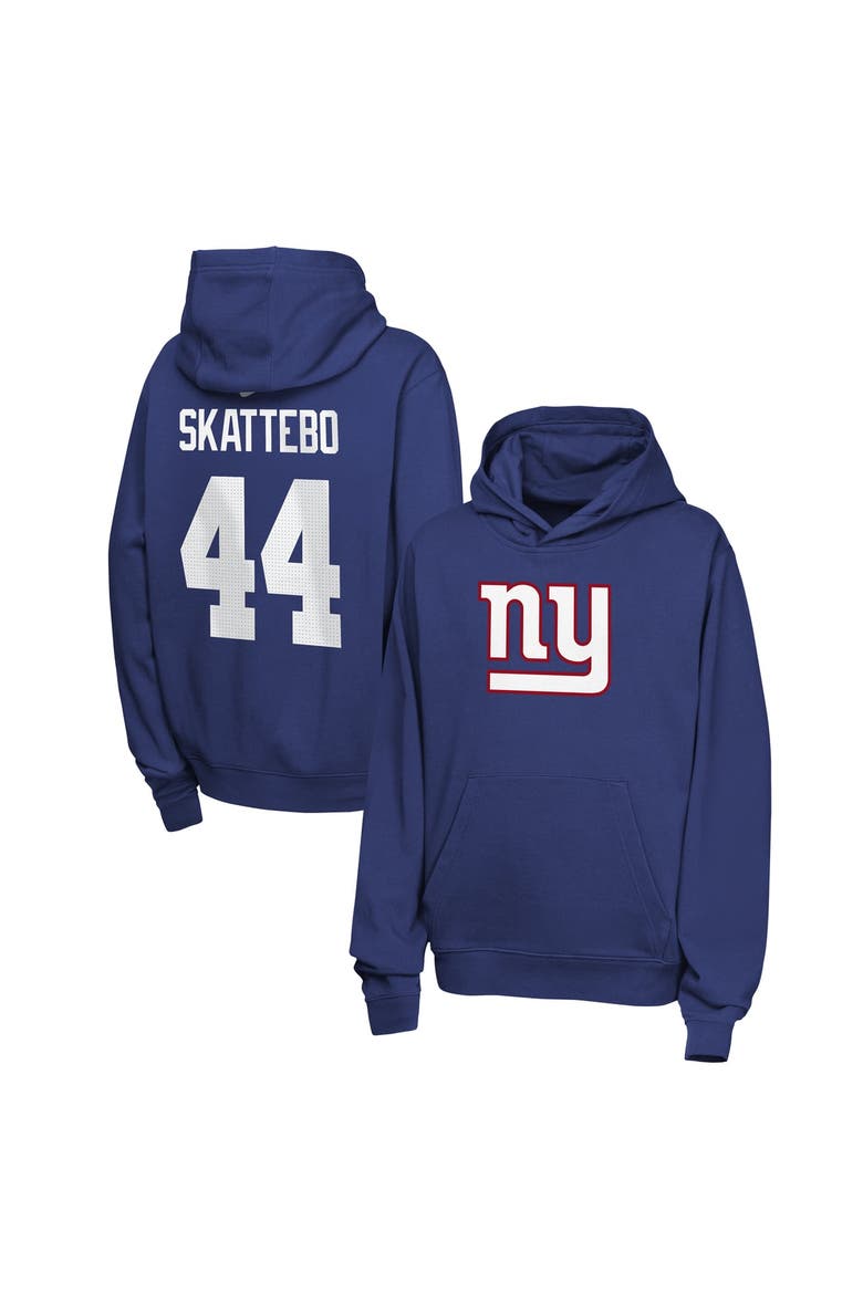 Youth Nike Cam Skattebo Royal New York Giants Name & Number Club Fleece Hoodie, Main, color, Royal