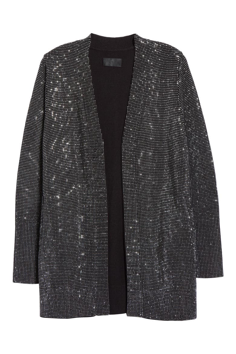 Serge Rhinestone Cardigan, Alternate, color, BLACK W SILVER STUDS