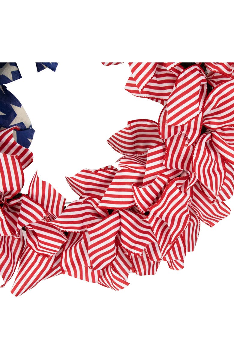 Northlight Stars and Stripes Patriotic Ribbon Wreath - 24", Alternate, color, 