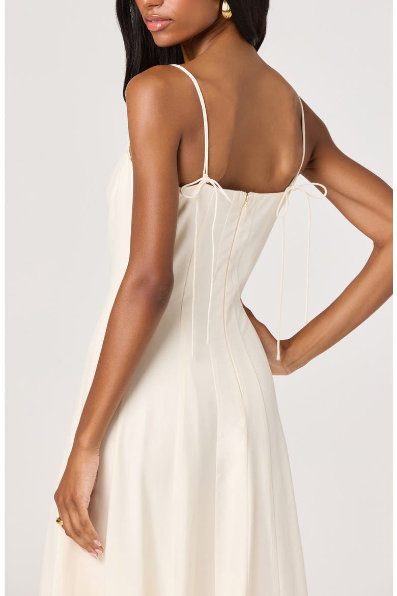 Trisha Tie Strap Midi Dress, Alternate, color, BONE