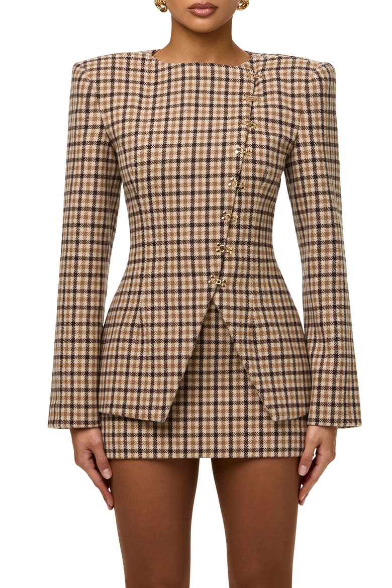 Micro Plaid Fitted Blazer, Main, color, SIENNA MICRO PLAID